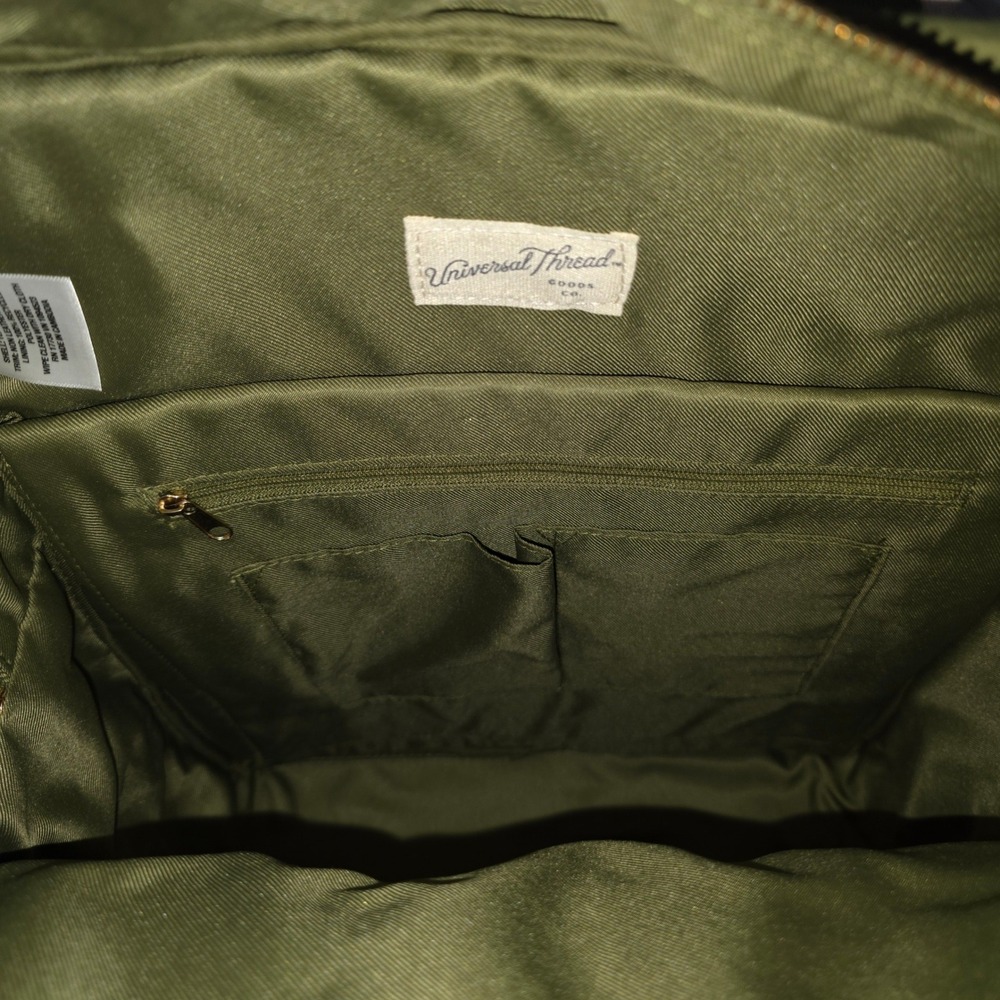 Universal Thread Square Commuter Backpack Olive Green Nylon Zip Closure New - Picture 8 of 8